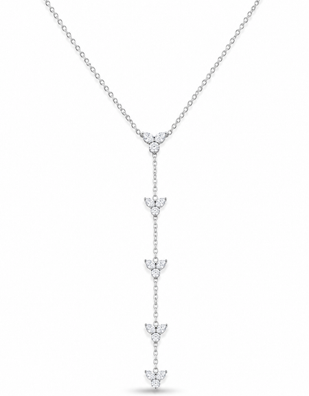Crystal Flower Lariat Necklace