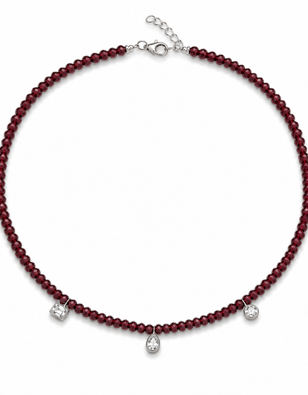 Burgundy Crystal Charm Necklace