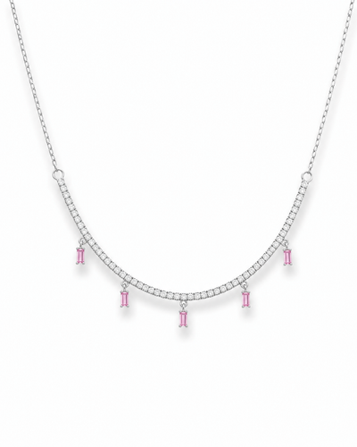 Dainty baguette drop color tennis Necklace