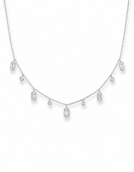 Mini Cushion baguette drop necklace