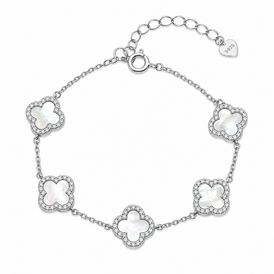 5 Clover stone Bracelet with CZ