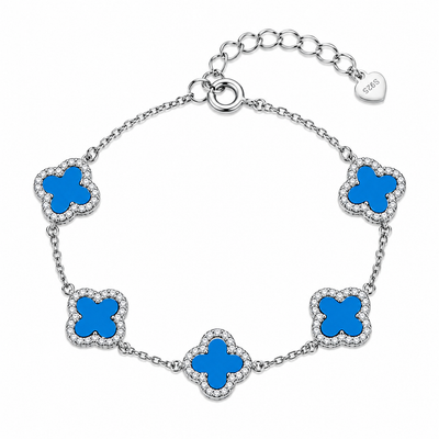 5 Clover stone Bracelet with CZ