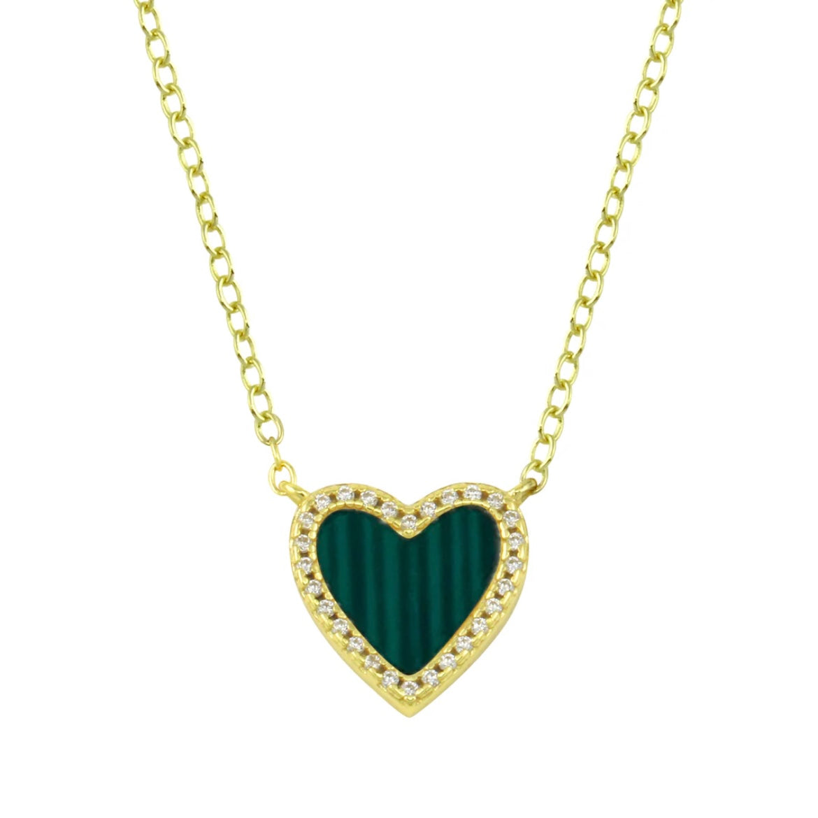 Pave stone heart necklace