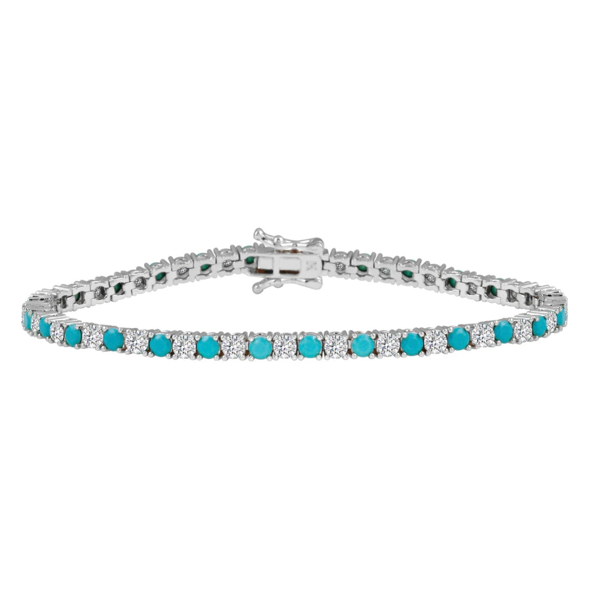 Mixed turquoise-Cz tennis Bracelet