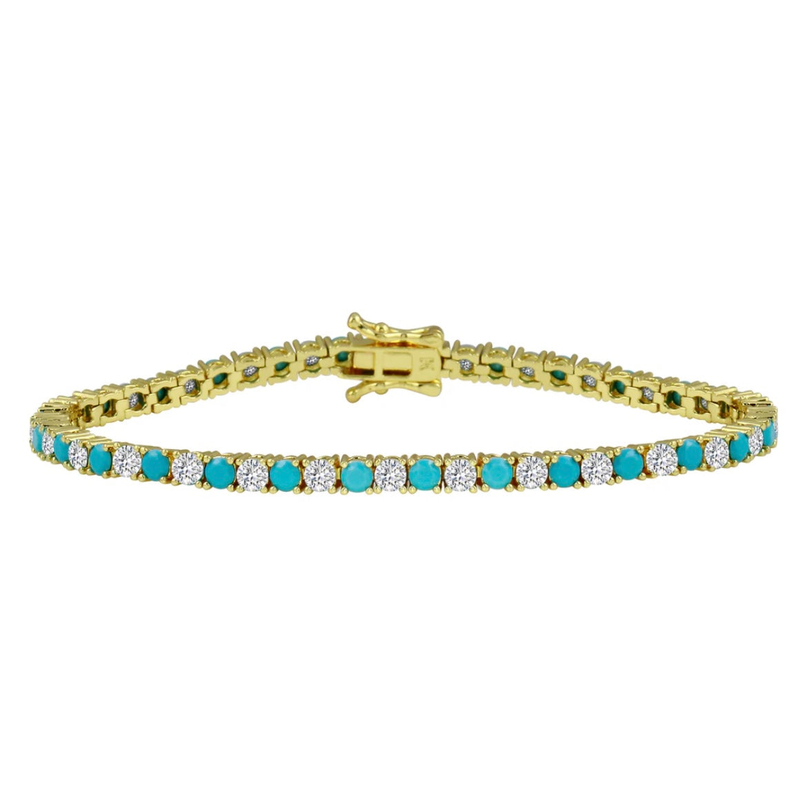 Mixed turquoise-Cz tennis Bracelet