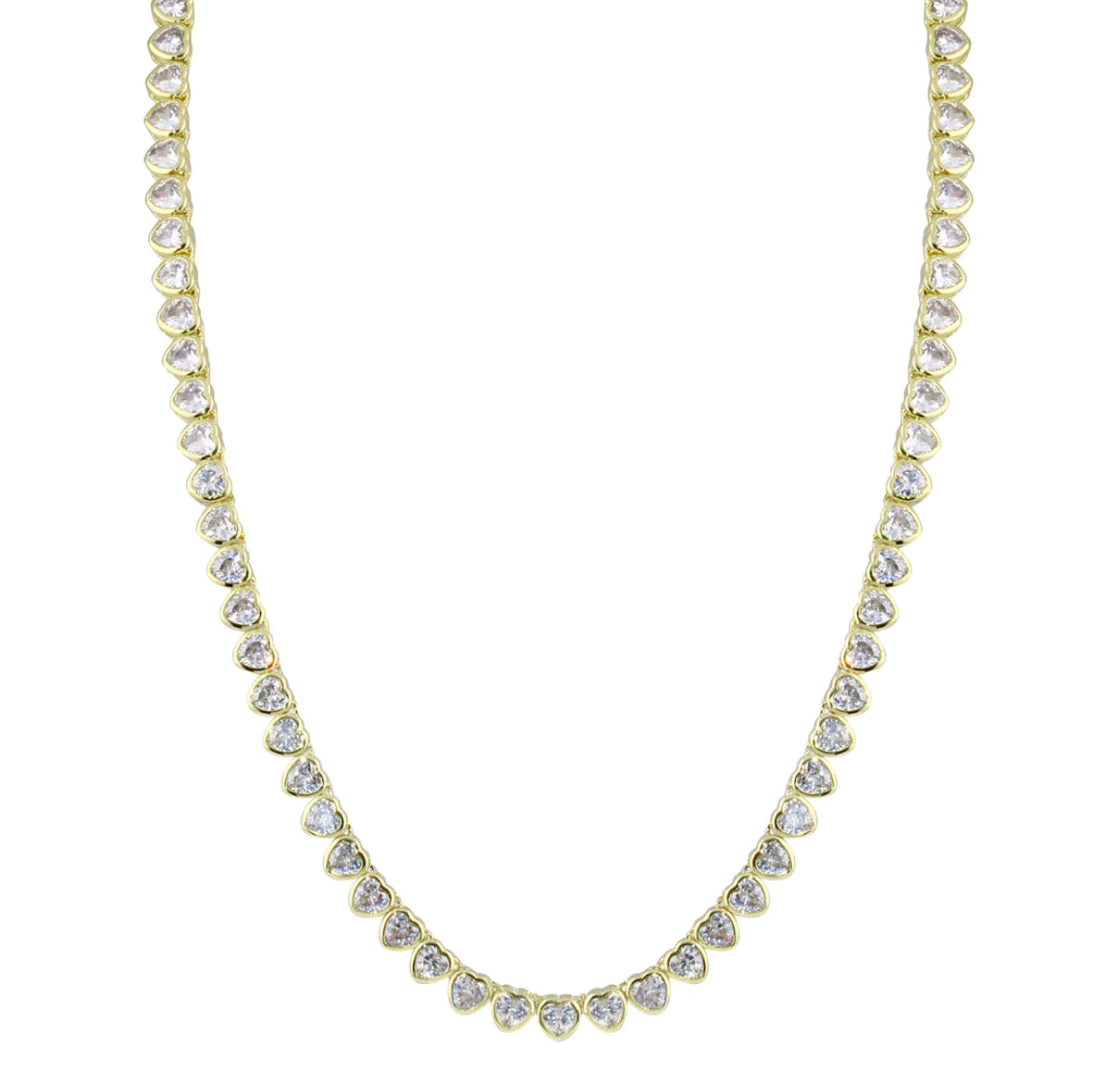 Bezel Heart Tennis Necklace