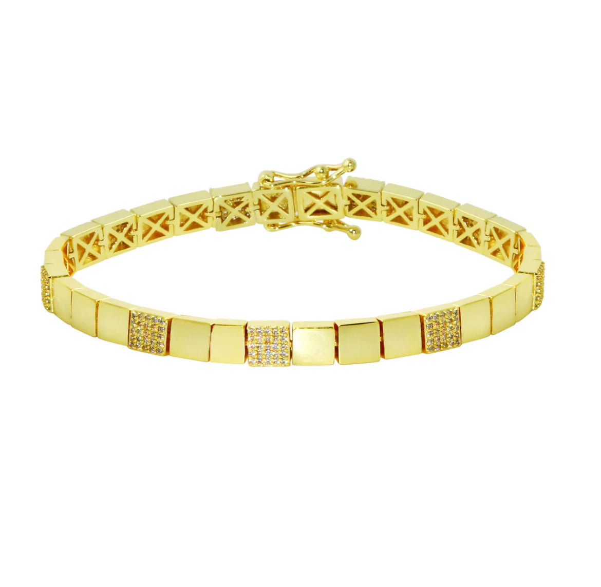 Pave & Solid Square Tennis Bracelet