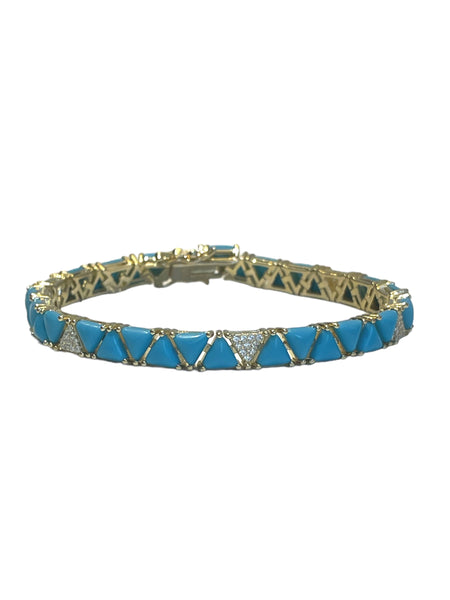 Triangle turquoise Cz Tennis Bracelet