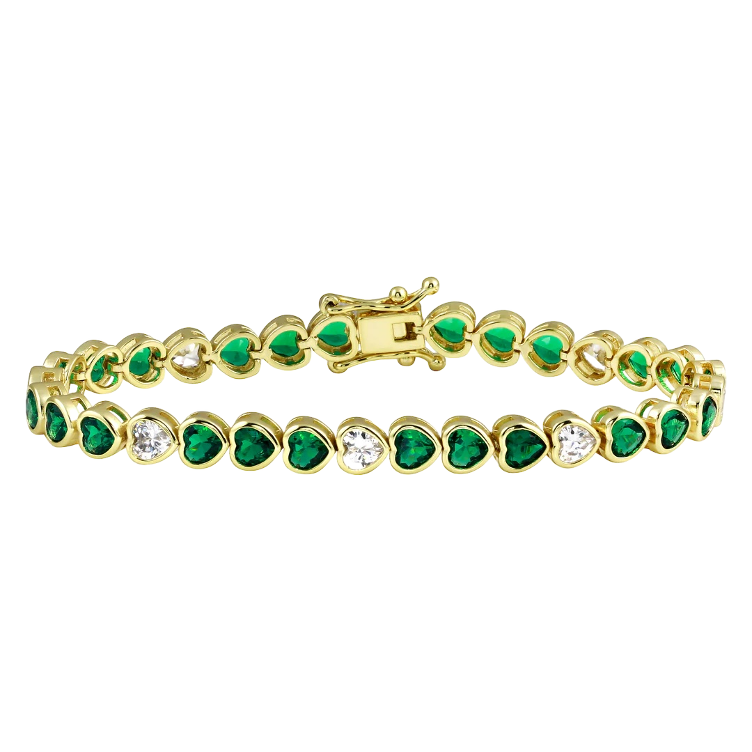Bezel Heart Color Tennis Bracelet
