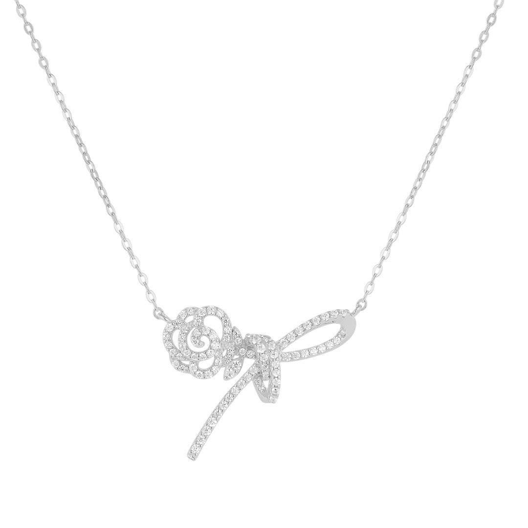 Chic Rose Bow Tie Necklace