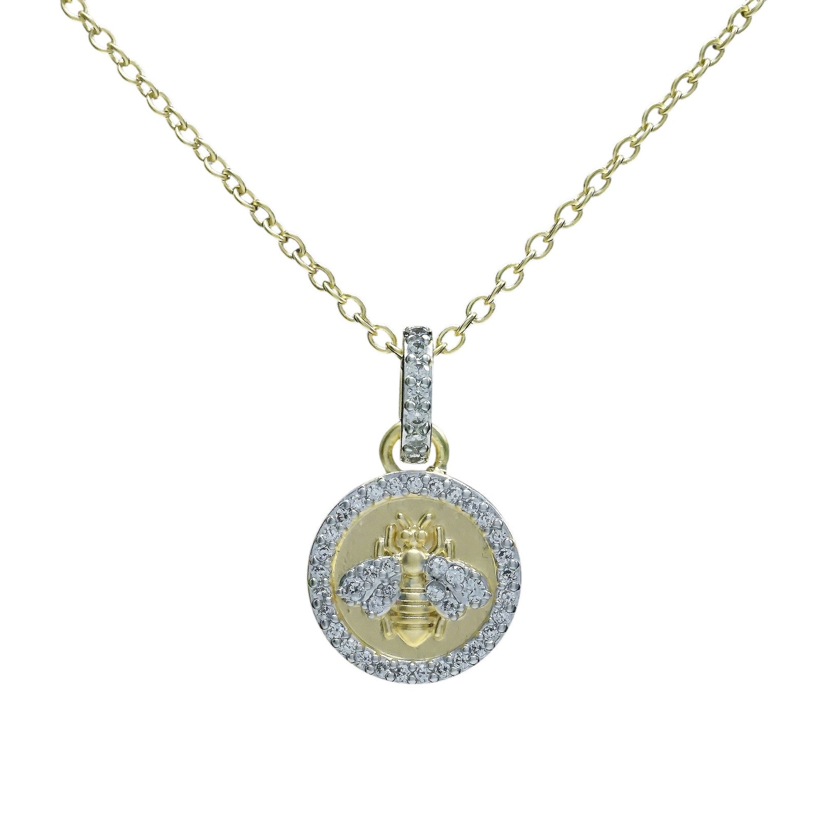 Pave Bee on charm necklace