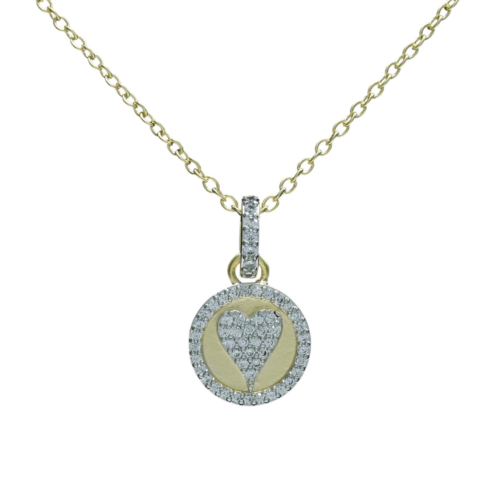 Pave heart on charm necklace