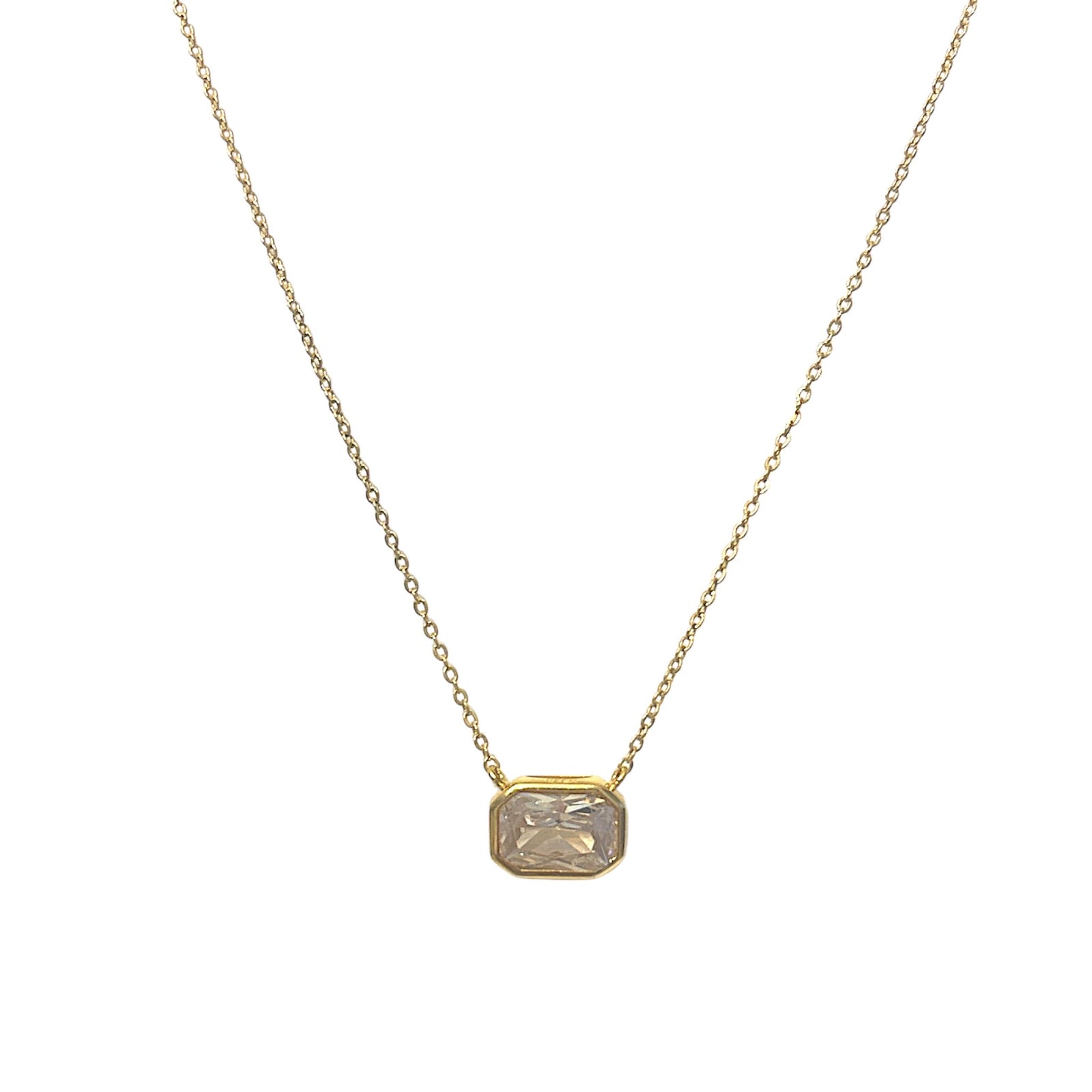 Square Diamond cut Cz Necklace