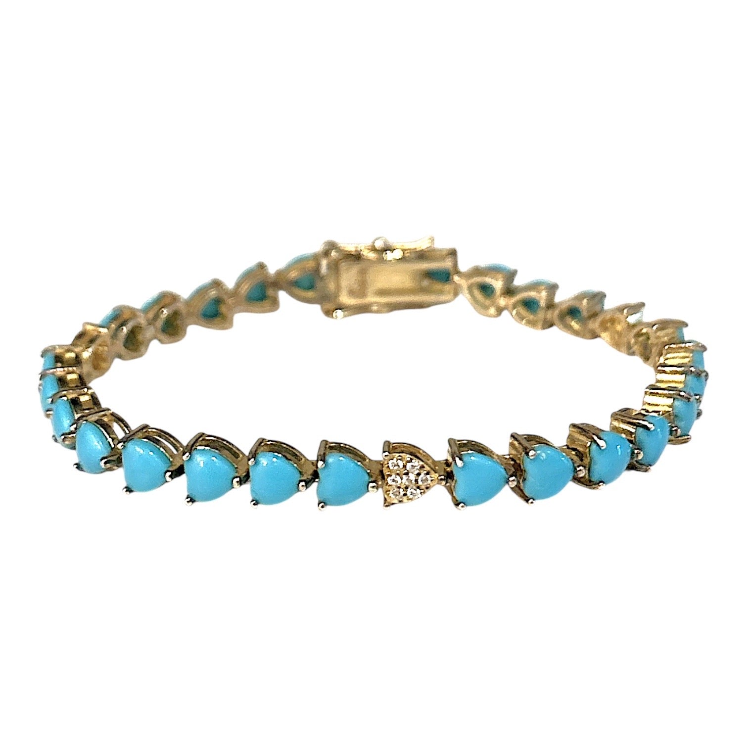 Hearts turquoise Cz Tennis Bracelet