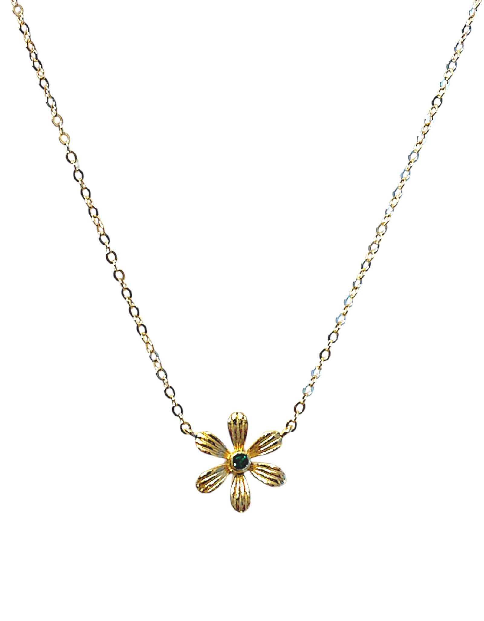 Green Cz Flower Necklace