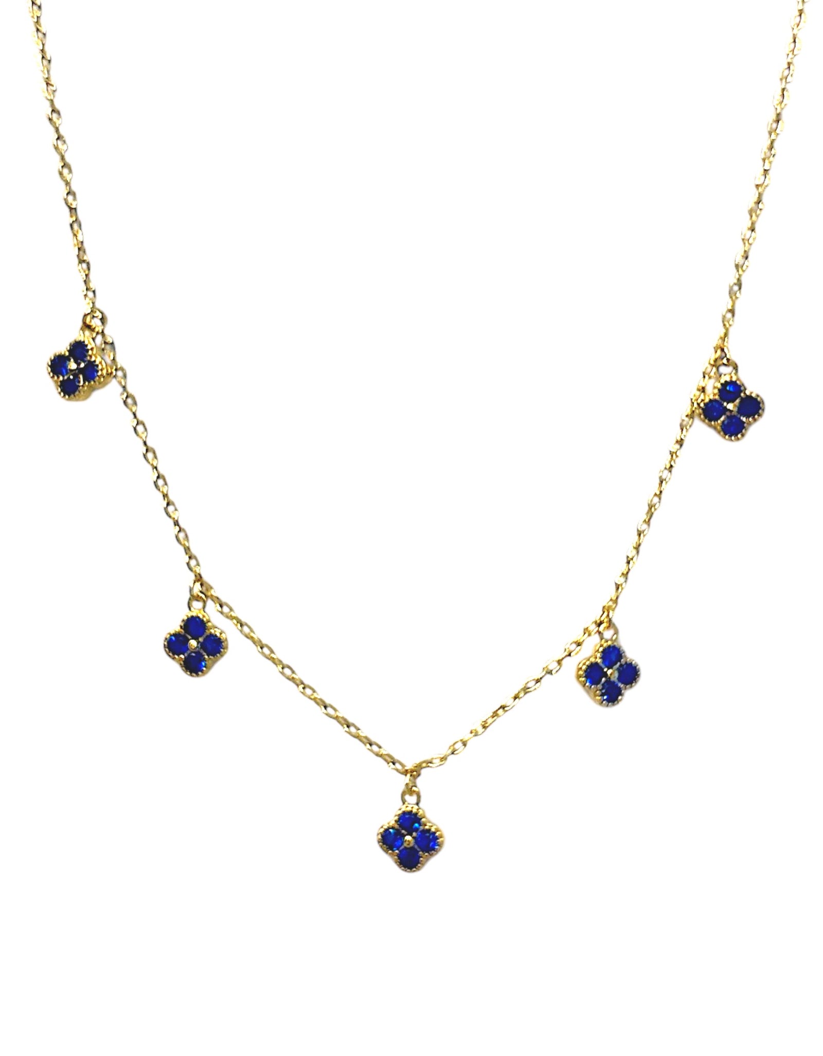Mini blue cz clovers Necklace