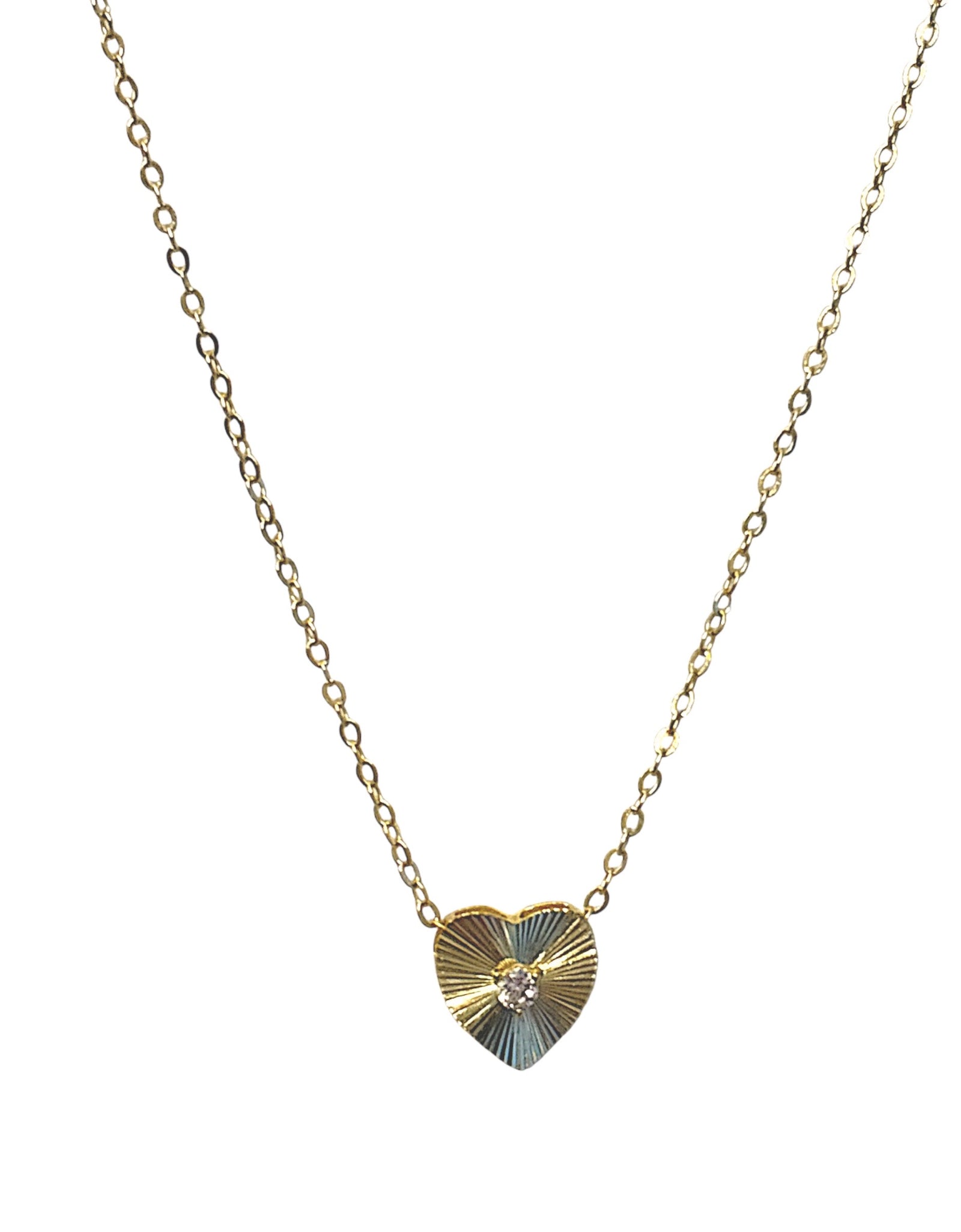 Mini Flutted Heart Necklace