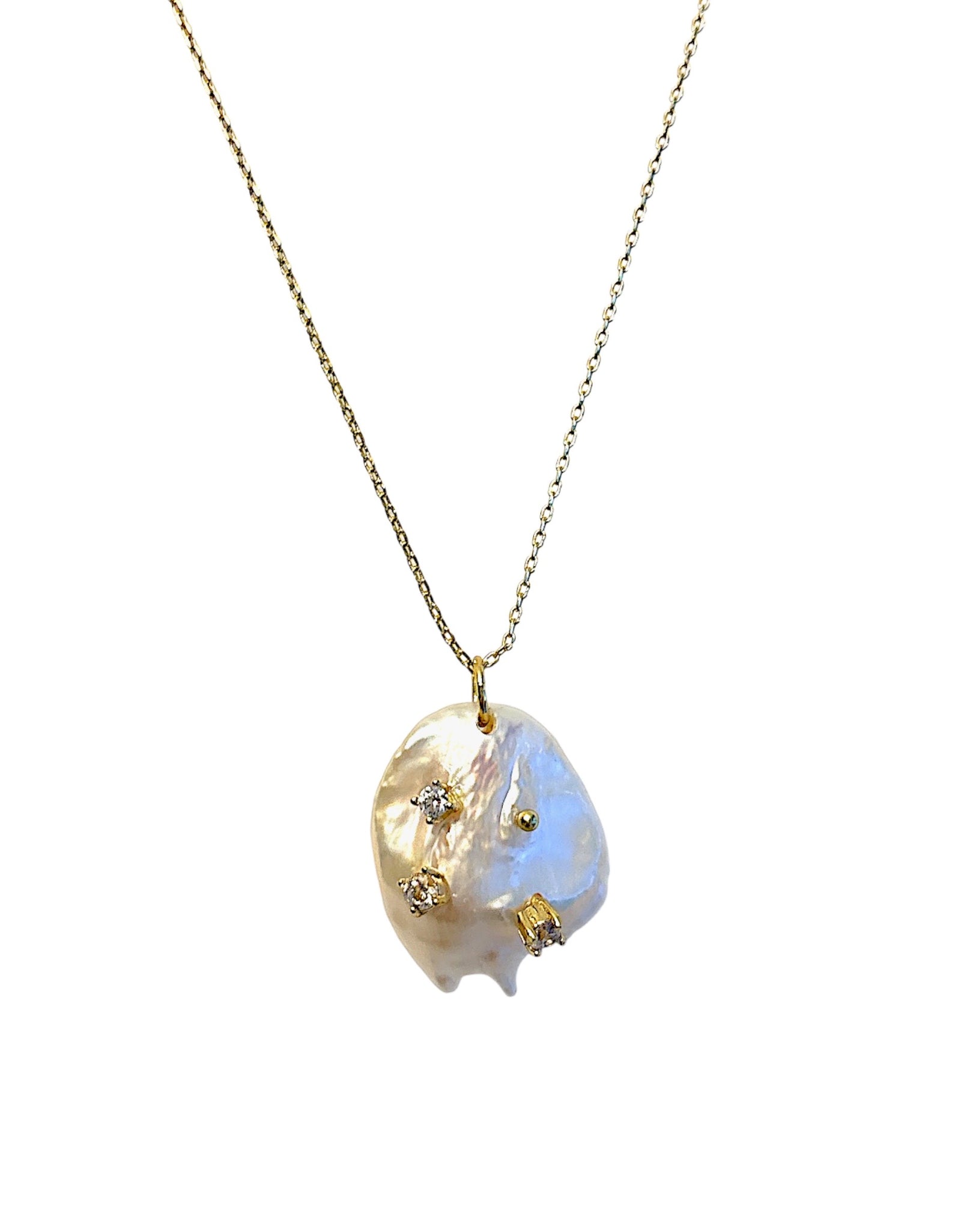 Abstract Pearl cz Necklace