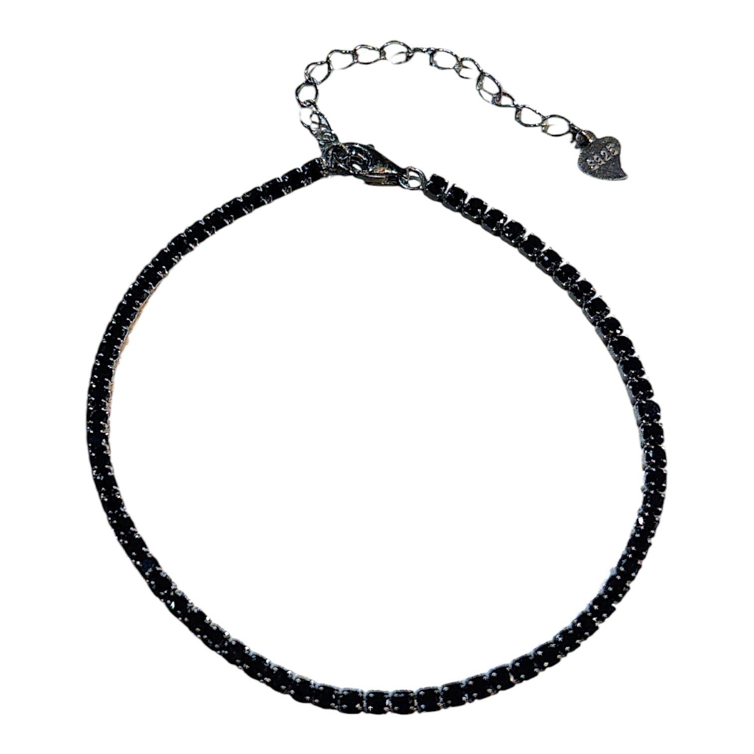Black over silver thin tennis bracelet