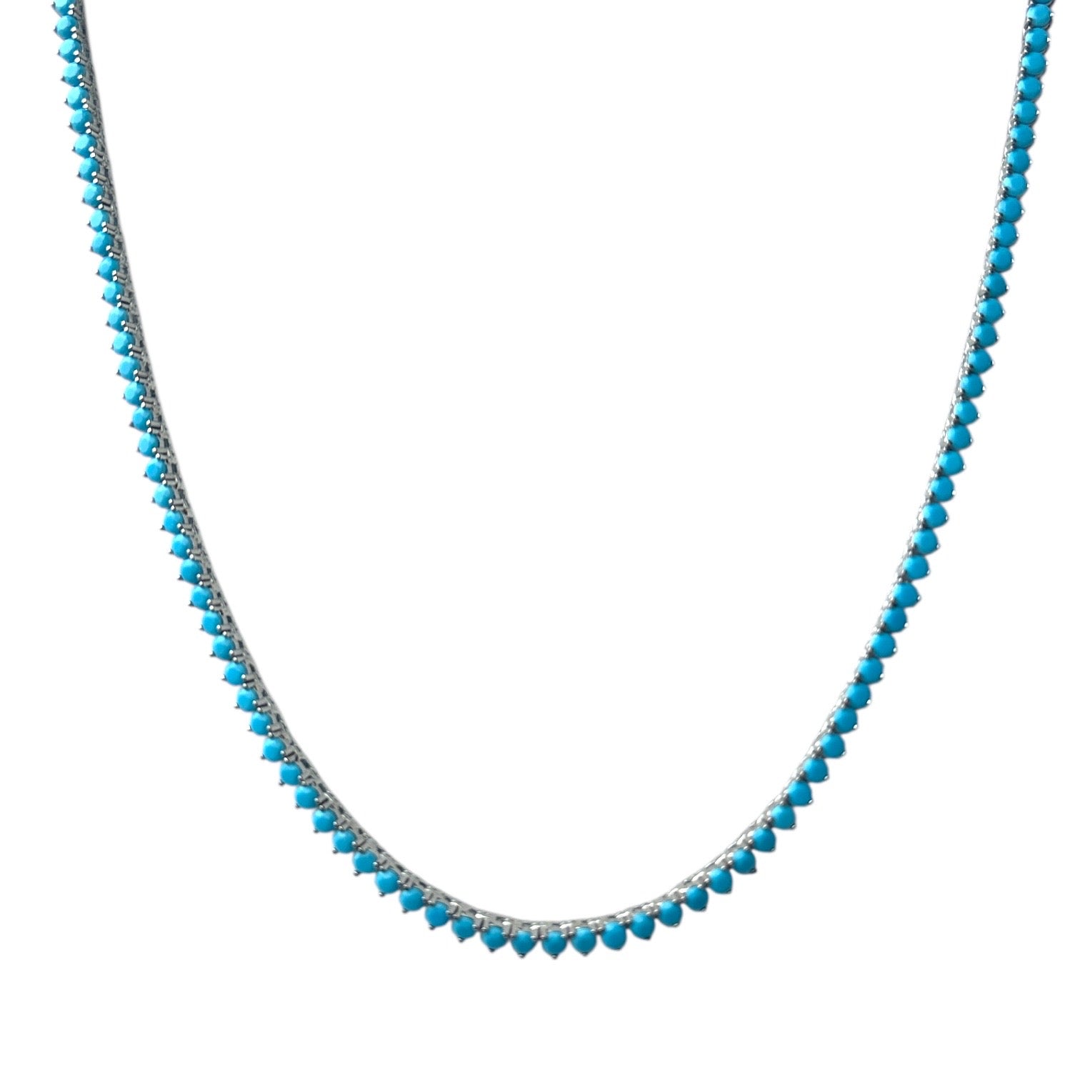 Turquoise Tennis necklace 3 prong