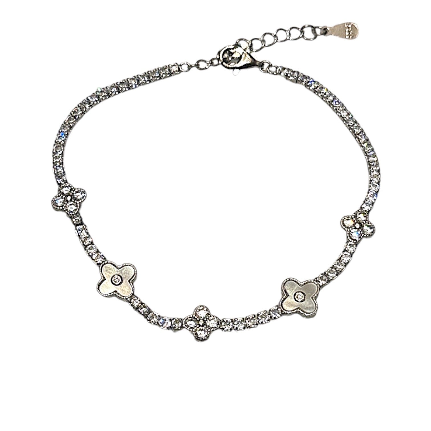 Thin Mother of pearl Clover tennis bracelet