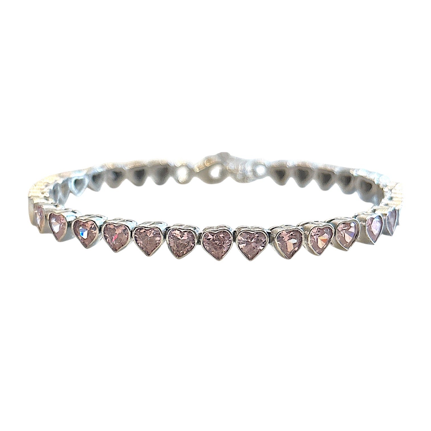 Bezel pink hearts tennis Bracelet