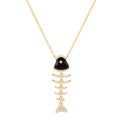 Elevated Fish Black Onyx Necklace