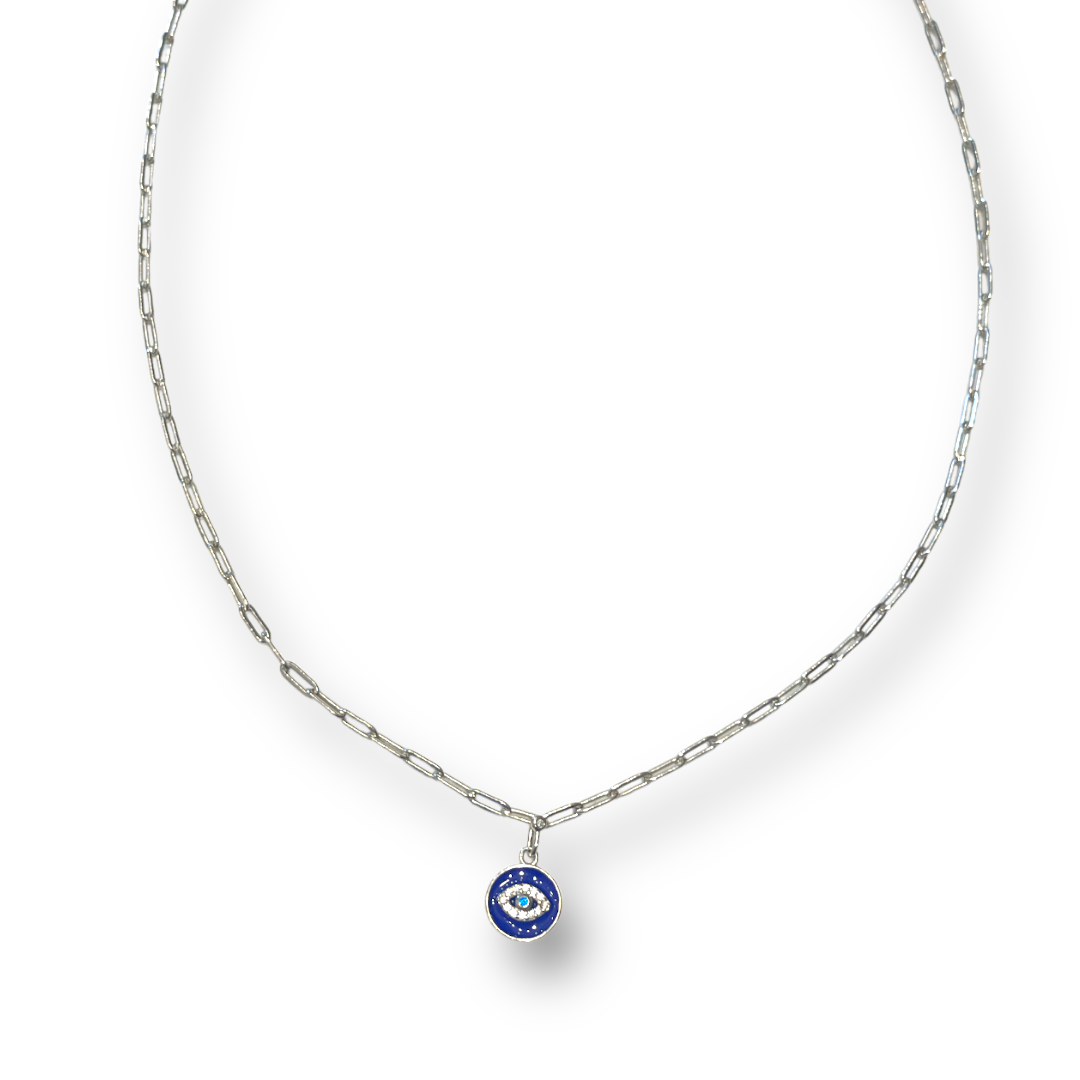 Enamel evil eye necklace