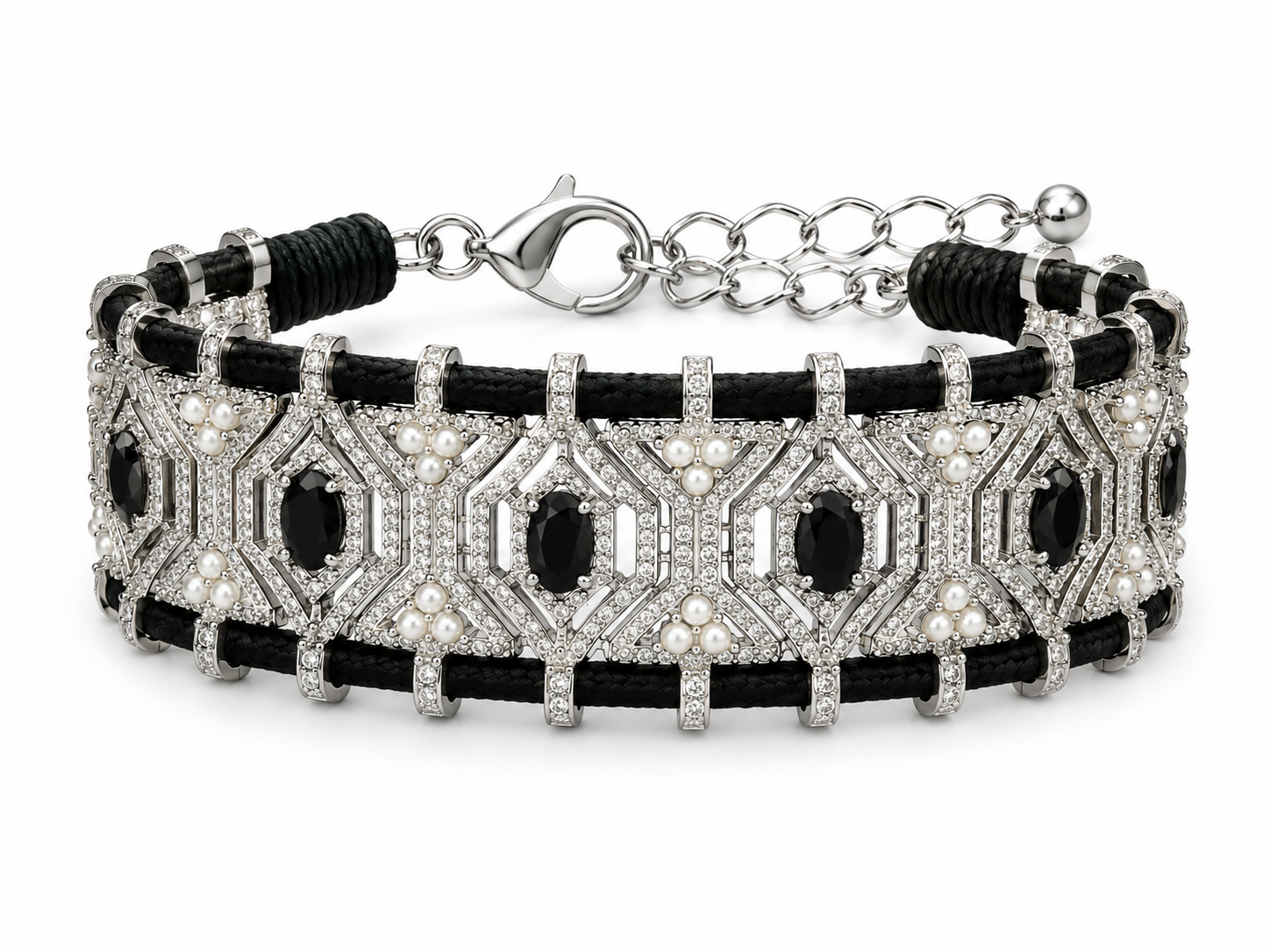 Pearl Geometric Cord Bracelet