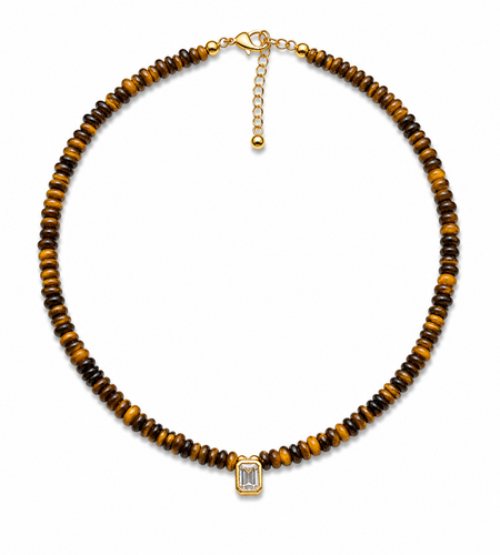 Tiger Eye Square Drop Necklace