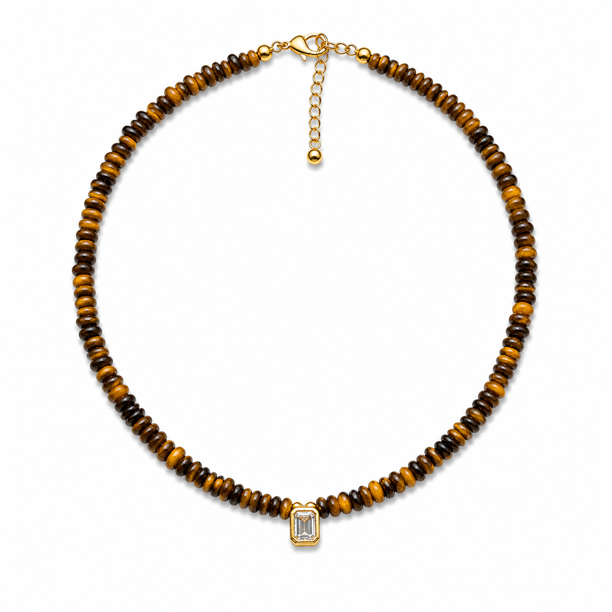 Tiger Eye Square Drop Necklace