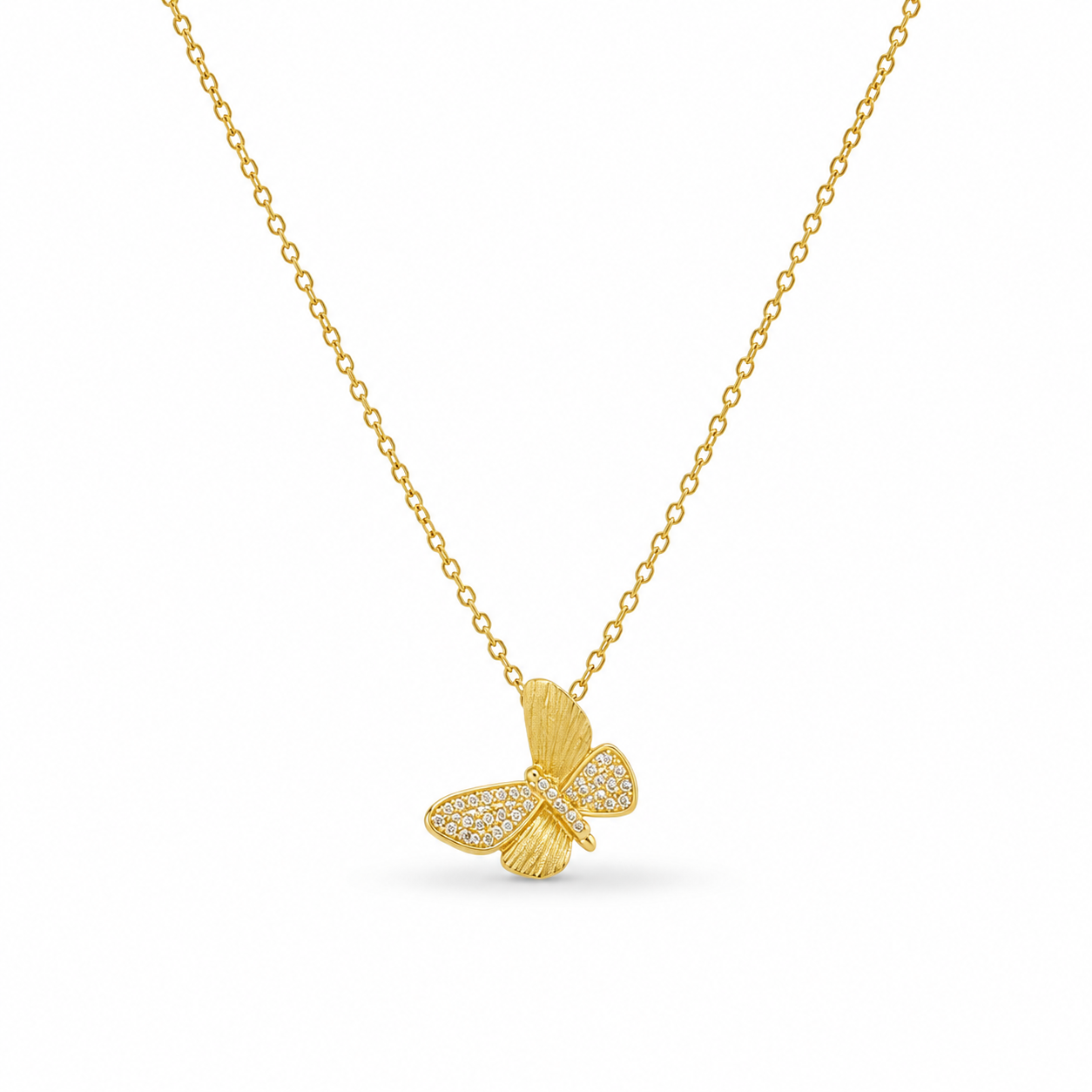 Diamond Butterfly Pendant Necklace