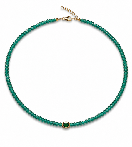 Emerald Teal Beaded Necklace