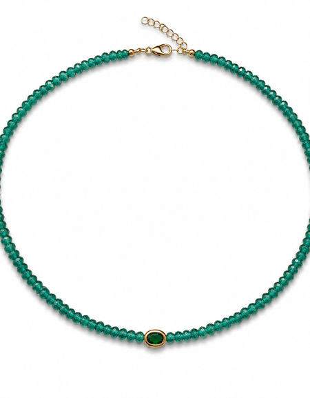 Emerald Teal Beaded Necklace