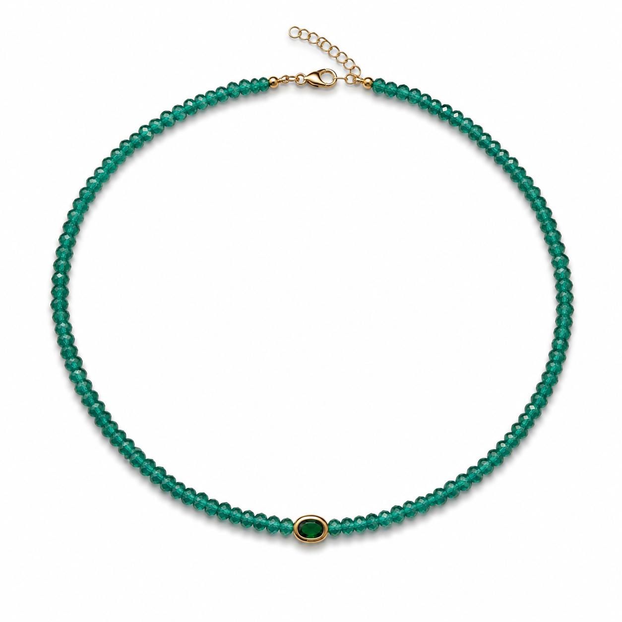 Emerald Teal Beaded Necklace