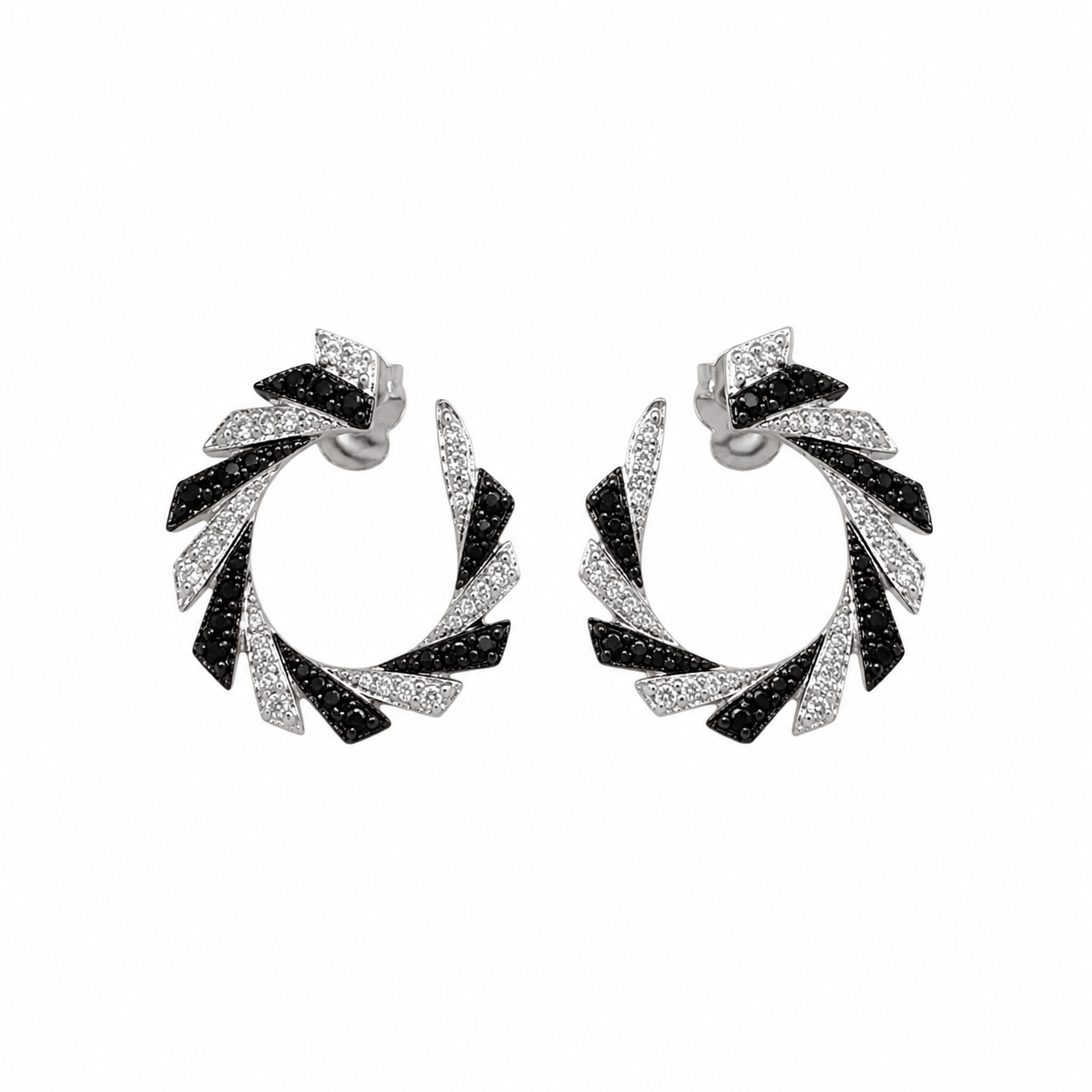 Black and white fancy earrings