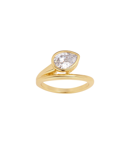 Pear Solitaire Wrap Ring