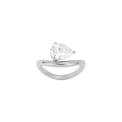 Silver Pear Glow Open Ring