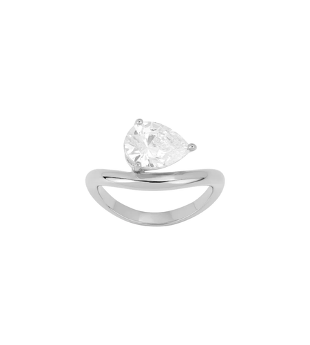 Silver Pear Glow Open Ring