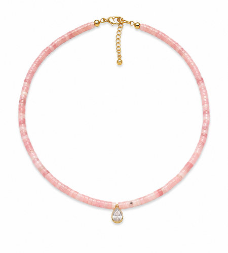 Blush Teardrop Beaded Necklace