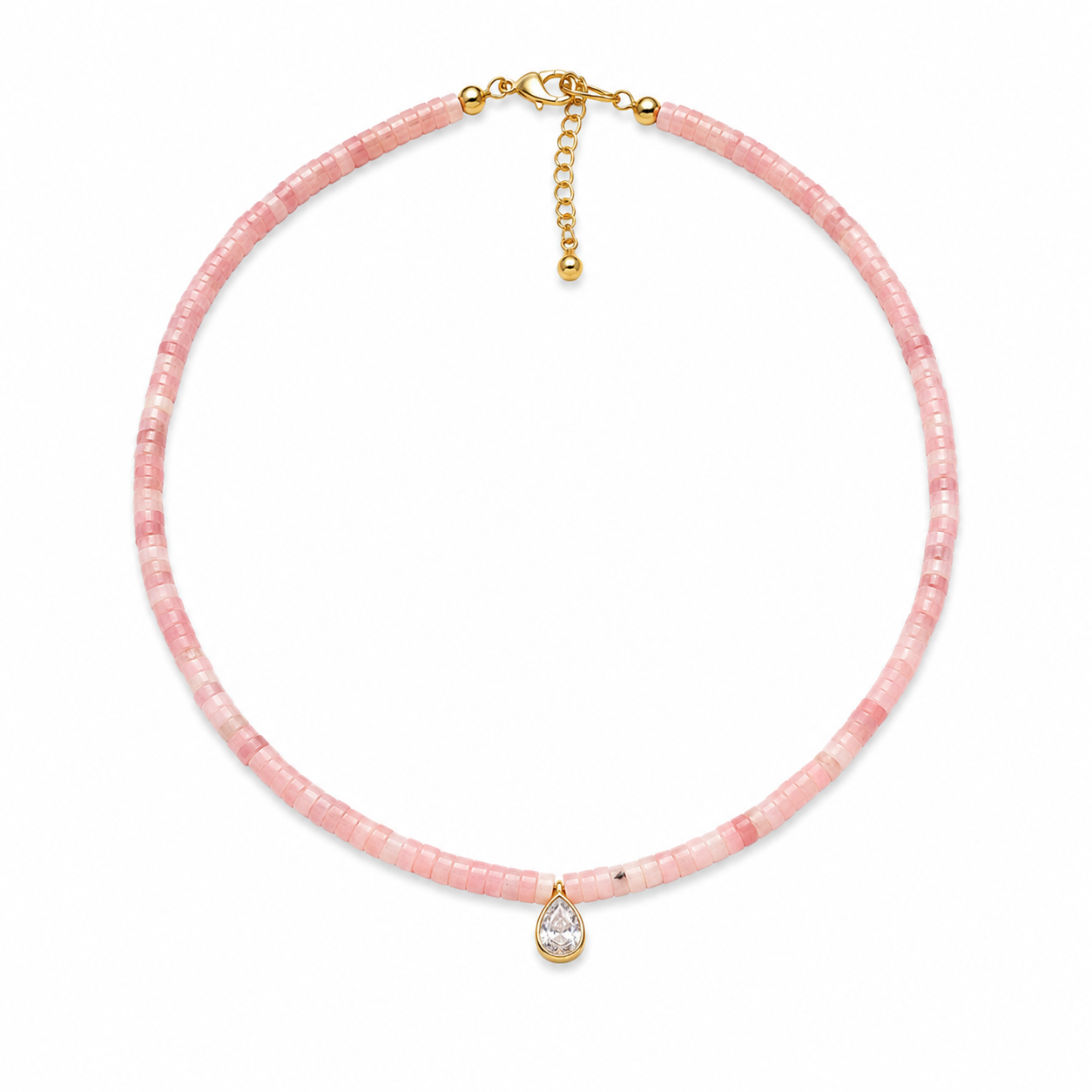 Blush Teardrop Beaded Necklace