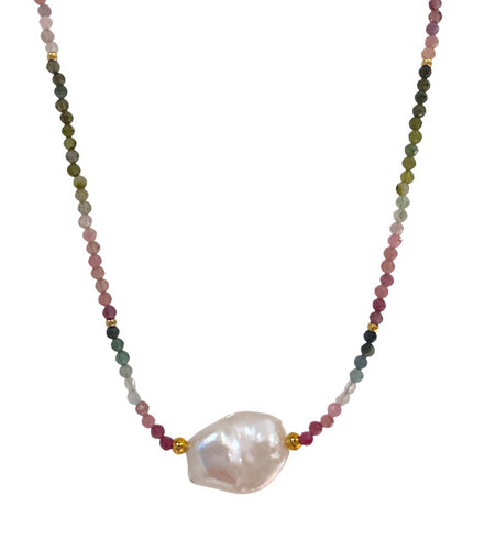 Natural stone Necklace with pearl