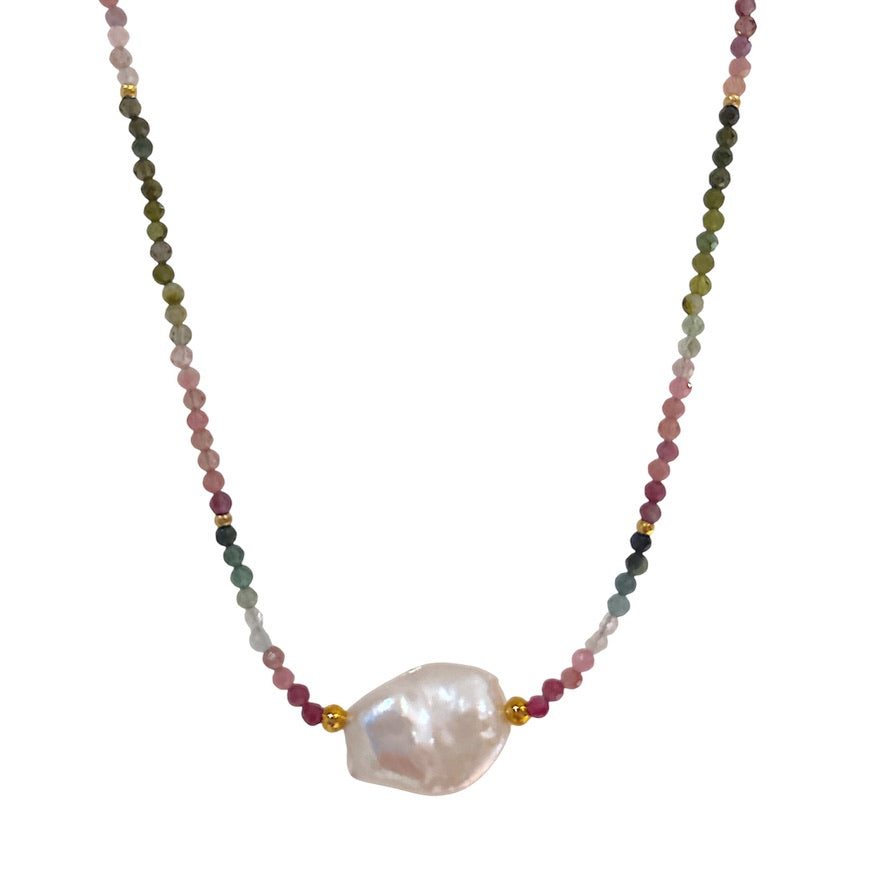 Natural stone Necklace with pearl