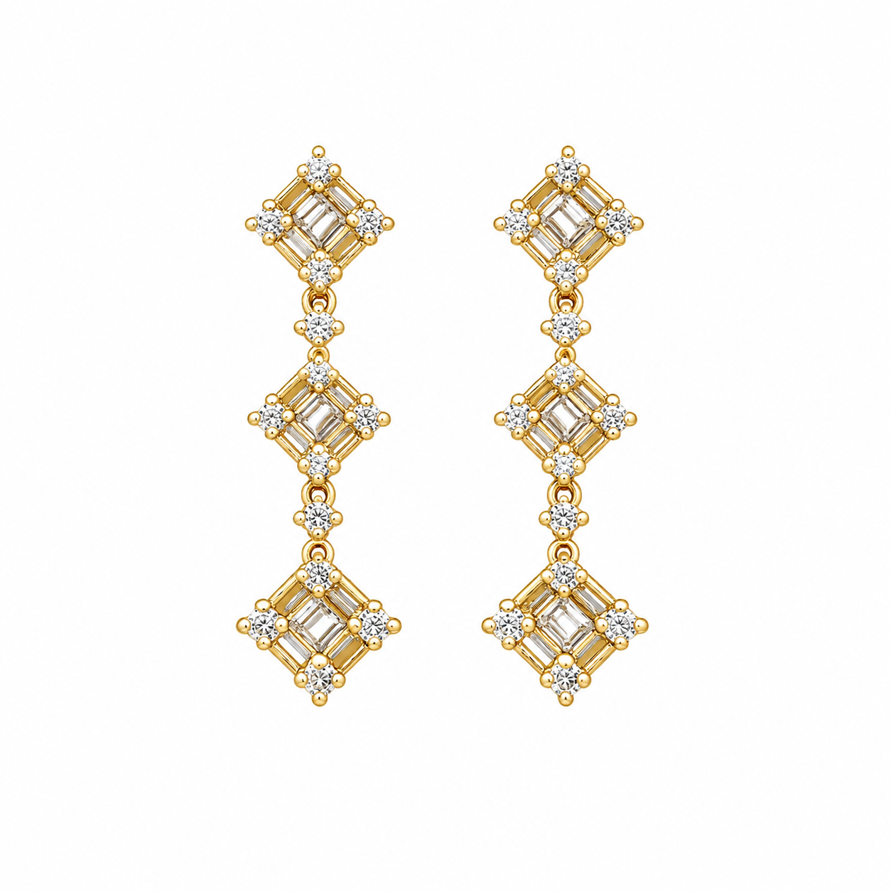 Baguette drop earrings