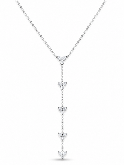 Crystal Flower Lariat Necklace