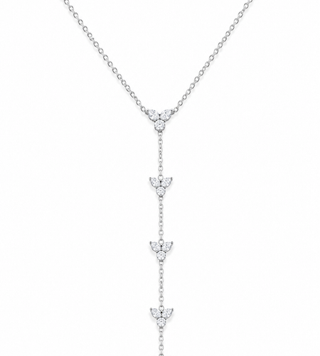 Crystal Flower Lariat Necklace