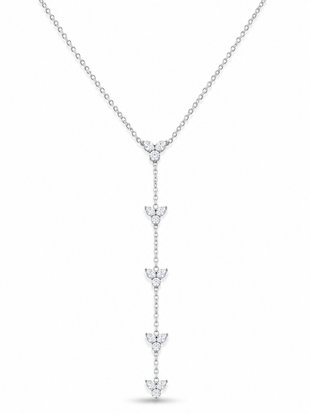 Crystal Flower Lariat Necklace