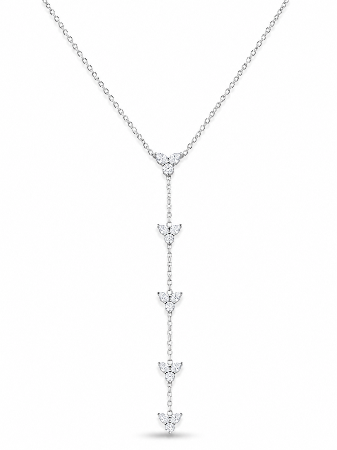 Crystal Flower Lariat Necklace