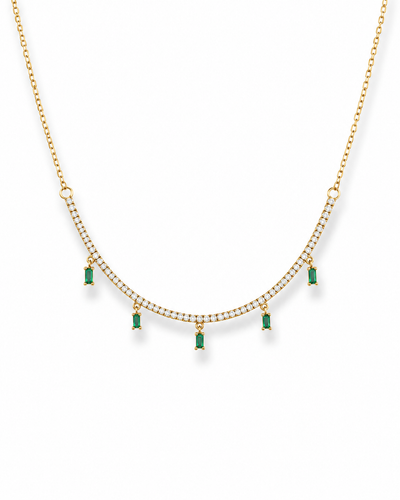 Dainty baguette drop color tennis Necklace