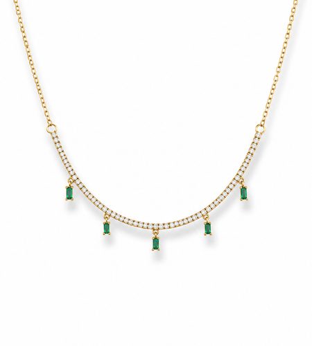 Dainty baguette drop color tennis Necklace